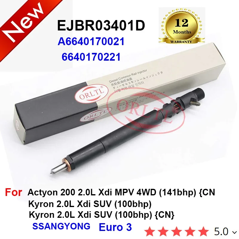 

EJBR03401D Diesel A6640170021 6640170221 Common Rail Injector For SSANGYONG Actyon Kyron KYRON Euro 3 Kyron 2.0L Xdi SUV (100bhp