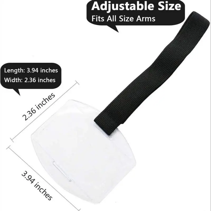 Waterproof Reflective Wristband ID Card Holder Adjustable Elastic Plastic Arm Band for Amusement Park Party Events