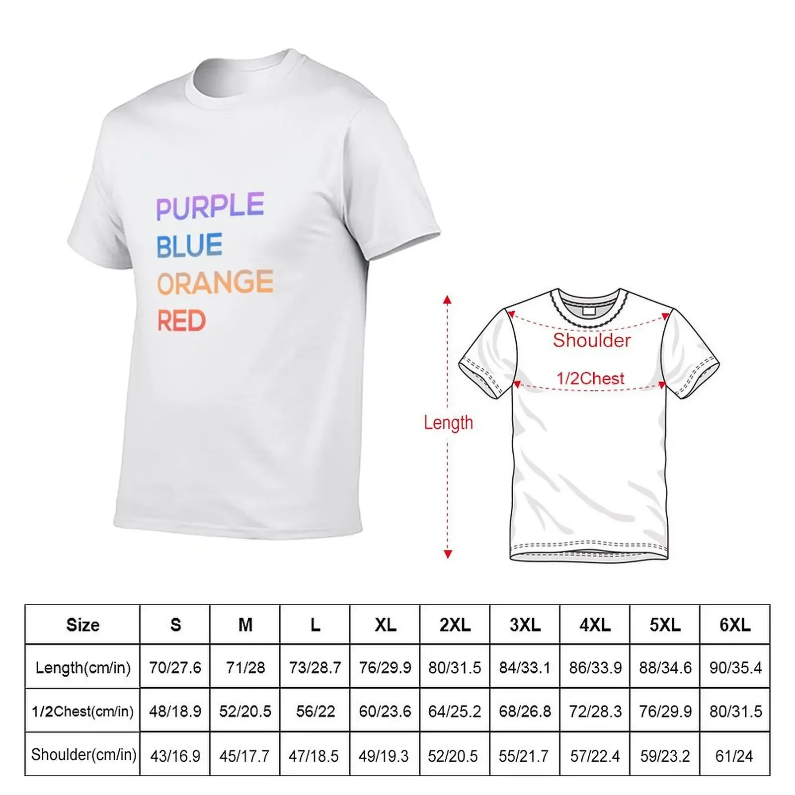 Purple, Blue, Orange, Red T-Shirt vintage anime stuff men t shirts