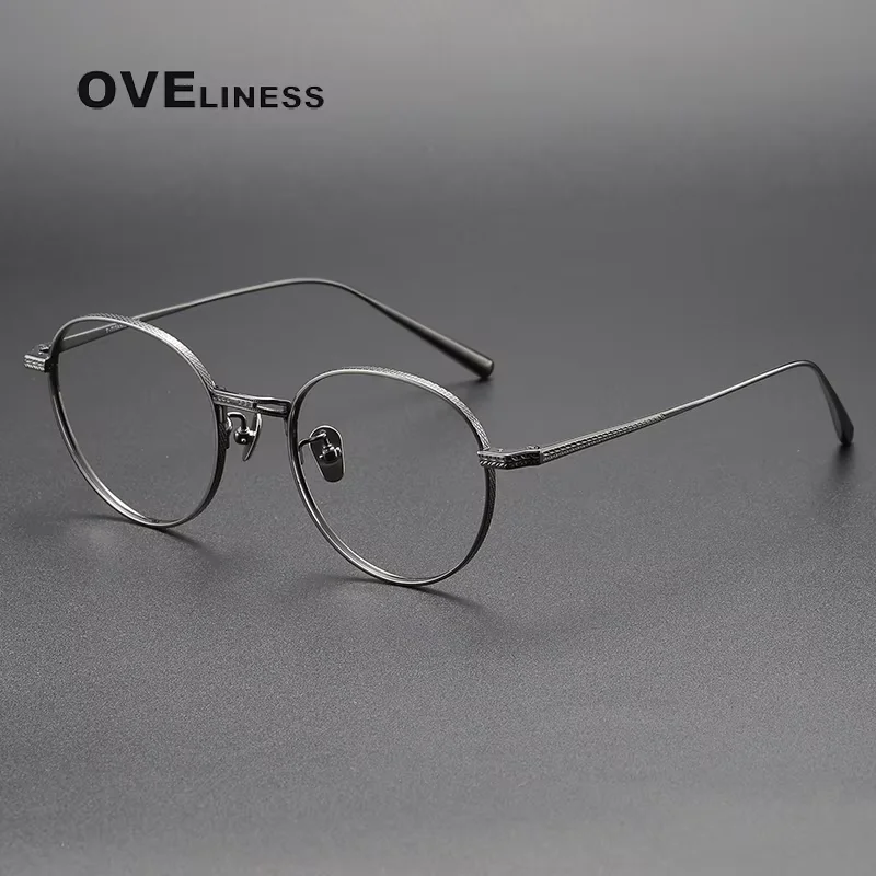 2027 Pure Titanium Glasses Frame Men Vintage Round Eyeglasses frames Women Retro Ultralight Japanese High Quality Eyewear