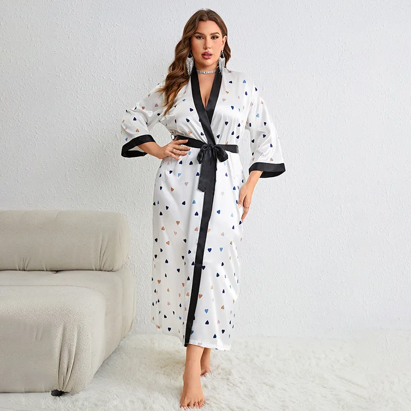 XL-5XL Big Size Bride Bathrobe Dress Women Robe Dressing Gown Lady Long kimono Nightshirts Home Wear Sleepwear Loungewear