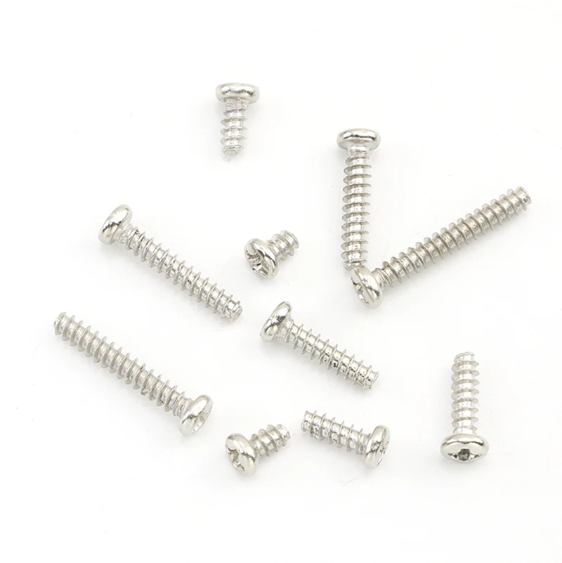 NINDEJIN Cross Recessed Round Head Tapping Screws Flat Tail Carbon Steel M1.2 M1.7 M2 M2.6 M3 M4 M5 Phillips Self-tapping Screw