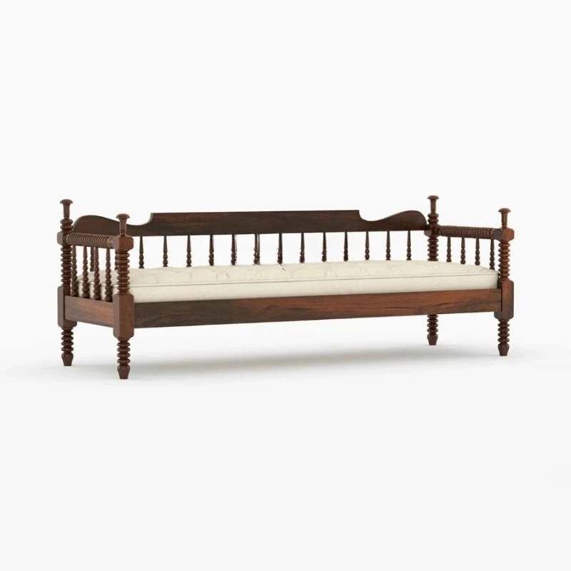 

French Retro Solid Wood Sofa Single Double Sofa American Leisure Chair Living Room Sofa