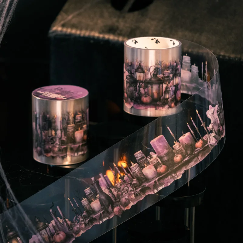 6 أنماط 200 سنتيمتر/لفة PET الشريط الظلام ليلة الرقص حفلة سلسلة هالوين الظلام موضوع مشهد دفتر الديكور الشريط DIY بها بنفسك إطار مذكرات