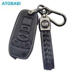 Leather Car Key Cover Bag For Ford Fusion 2015 2016 2017 Transit Connect F-150 F150 Mustang Mondeo Flip Remote Fobs Shell Cases