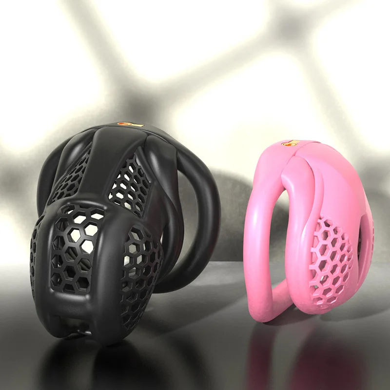 25 New Male Chastity Embedded Small Lock Core Honeycomb Chastity Lock Men's Chastity Birdcage Alternative Ring and Adult Sex Toy