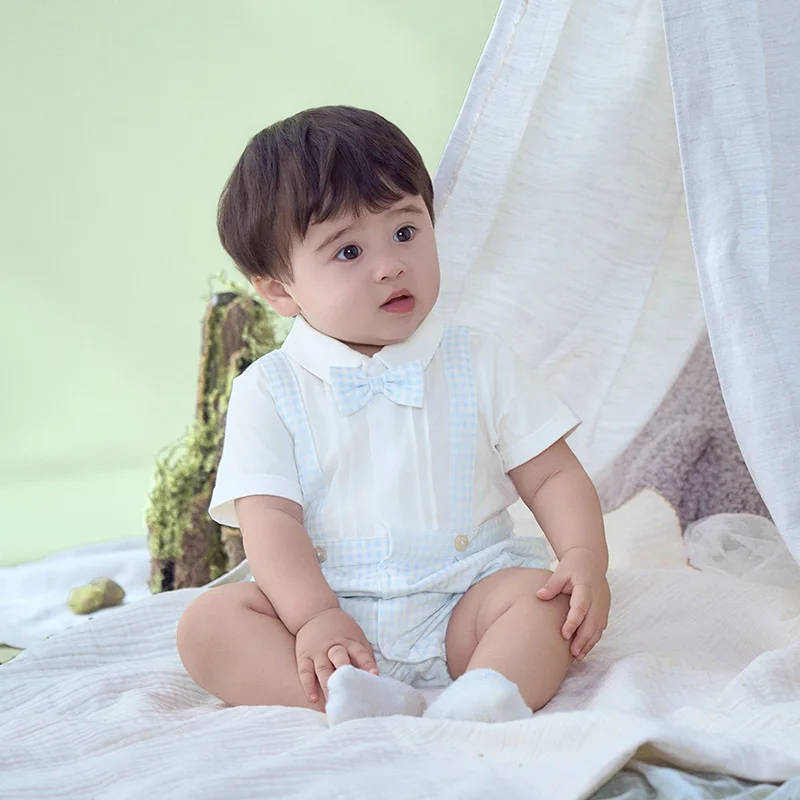 Dave Bella Baby Newborn Jumpsuit Short Sleeve Summer Creeper Comfortable Boys Romper Casual Gentle Party Clothes DB2251563
