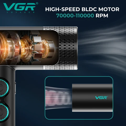 Профессиональный фен VGR V-401 бесщеточный с мощным потоком воздуха — пример использования