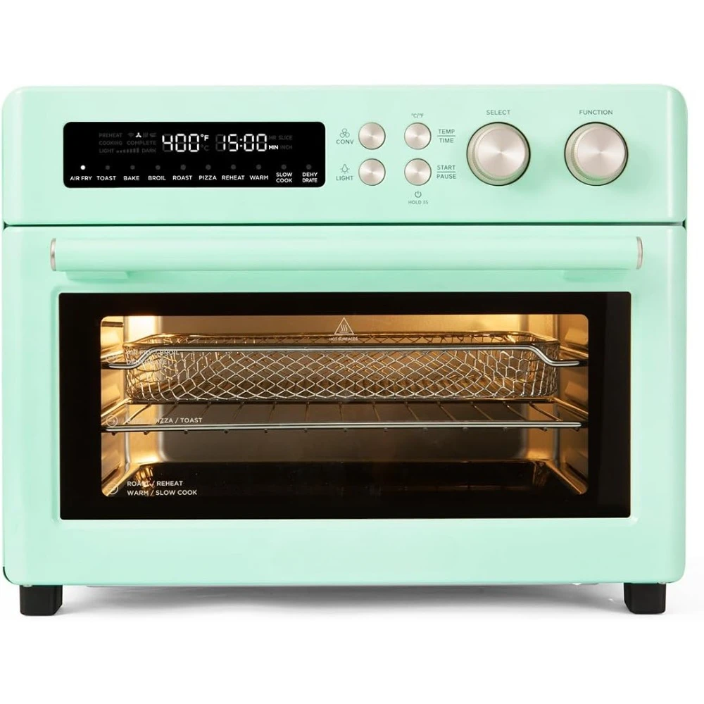 Retro Style Infrared Heating Air Fryer Toaster Oven, Extra Large Countertop Convection Oven 10-in-1 Combo, Green Color