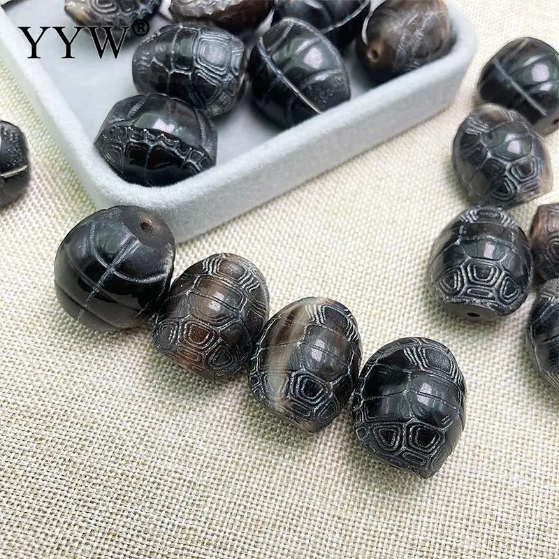 5PC Natural Black Ox Horn Turtle Gemstone Beads 22x19mm Jewelry Handmade Making Diy Necklace Bracelet Earring Tibetan Dzi Bead