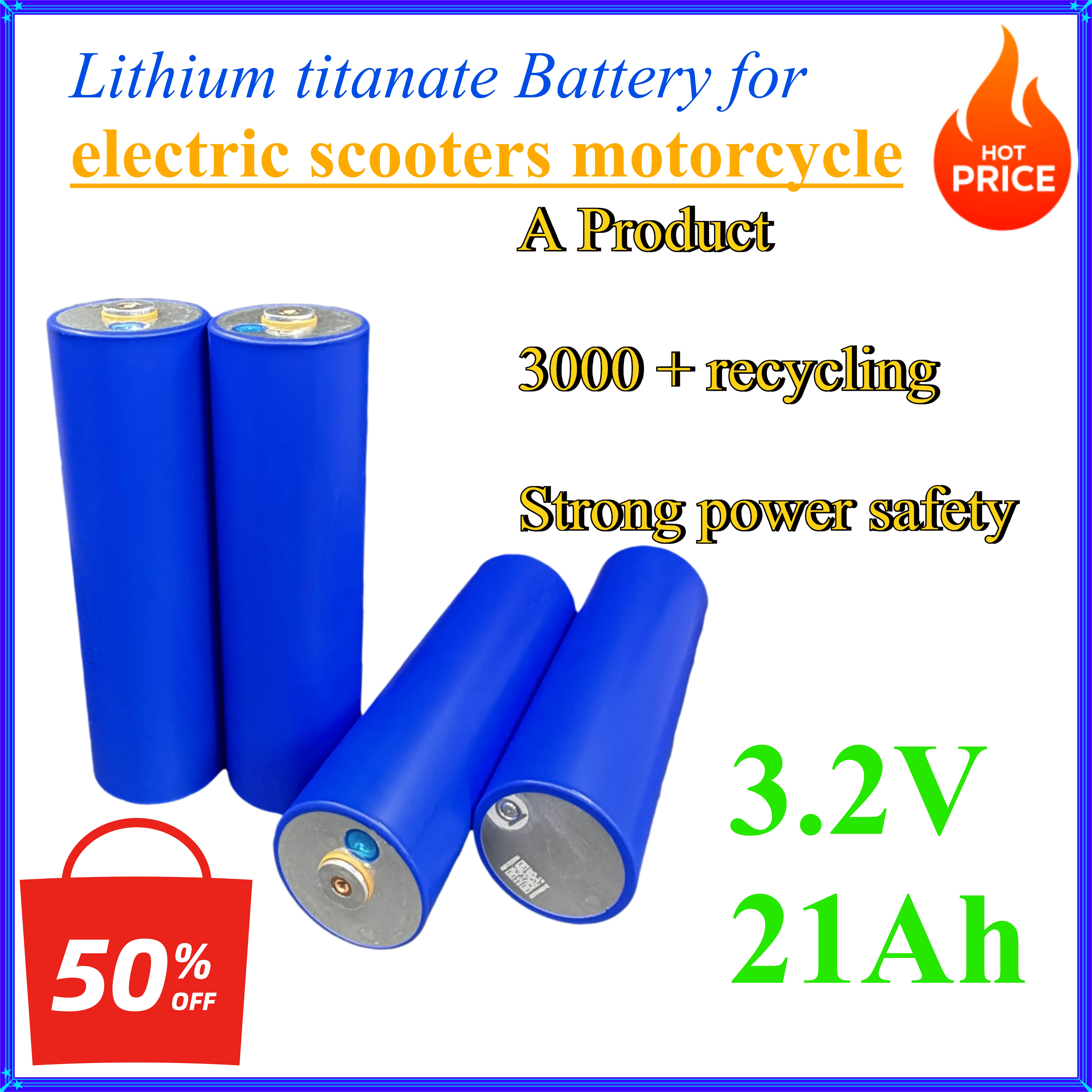 3.2V 21Ah rechargeable Lithium titanate Battery 40139-21A for electric scooters motorcycle