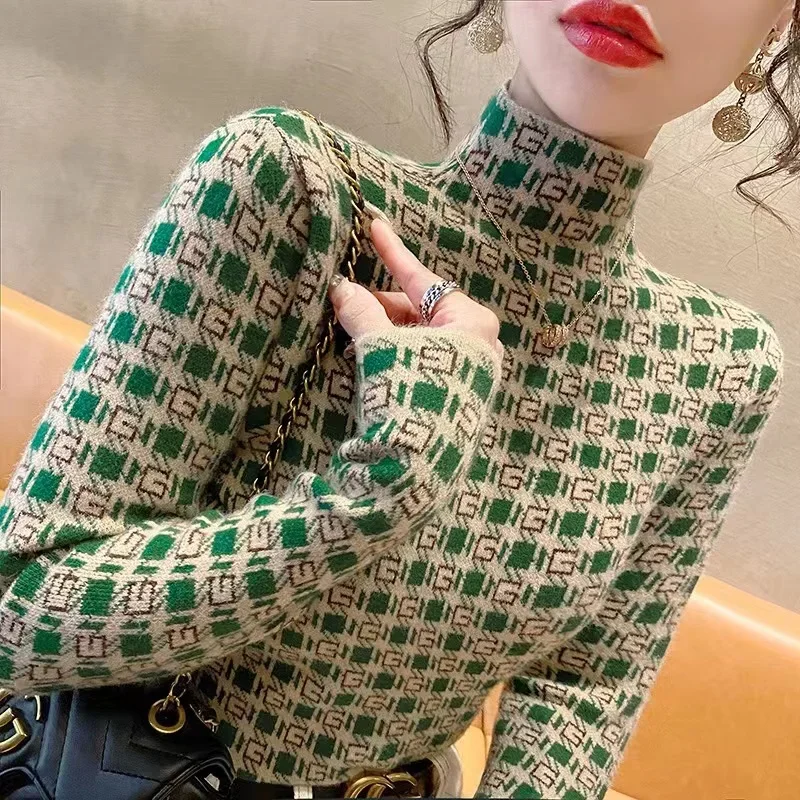 Women Clothing Chic Letter Knitted Pullovers Winter Warm Slim Elasticity Comfortable Sweaters Fashion Casual Wool Pullvoers