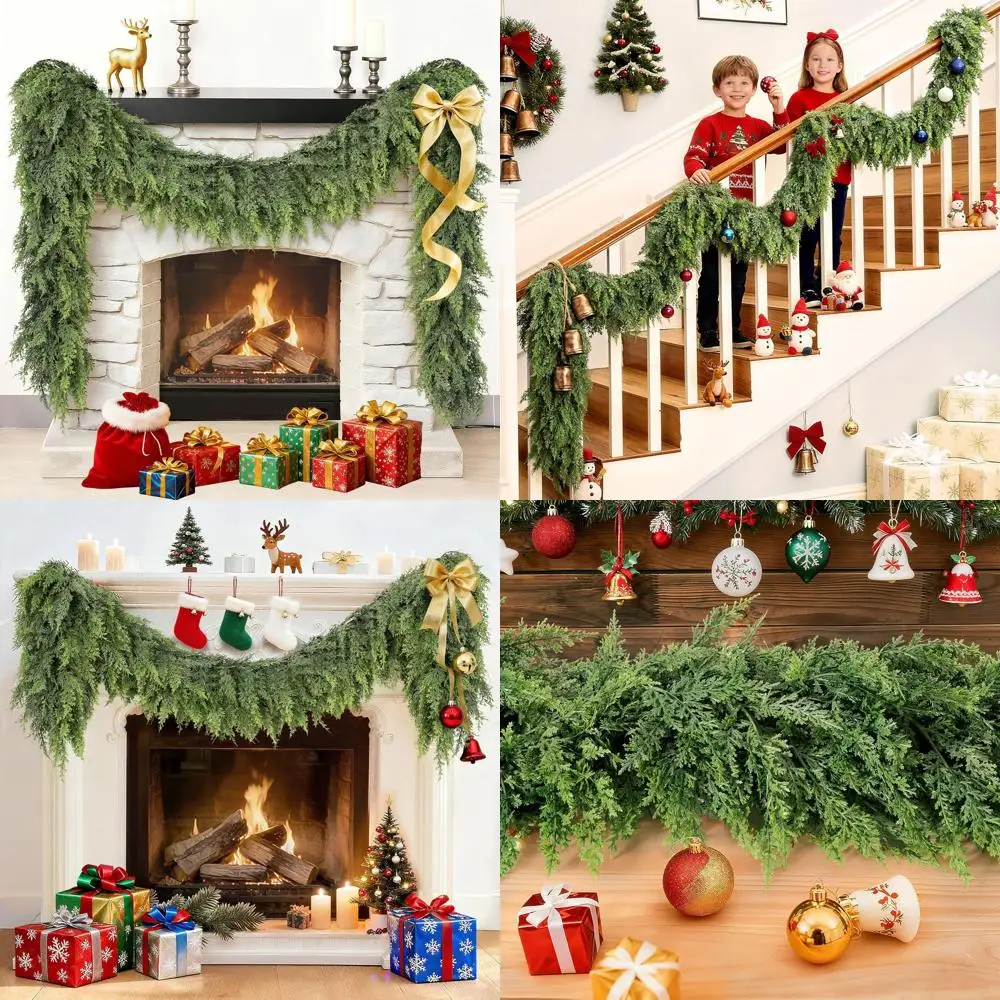 

Реалистичные искусственные гирлянды из кедра на 6 футов на Рождество — мягкий, пышный праздничный декор для дома и улицы (набор из 2 шт.)