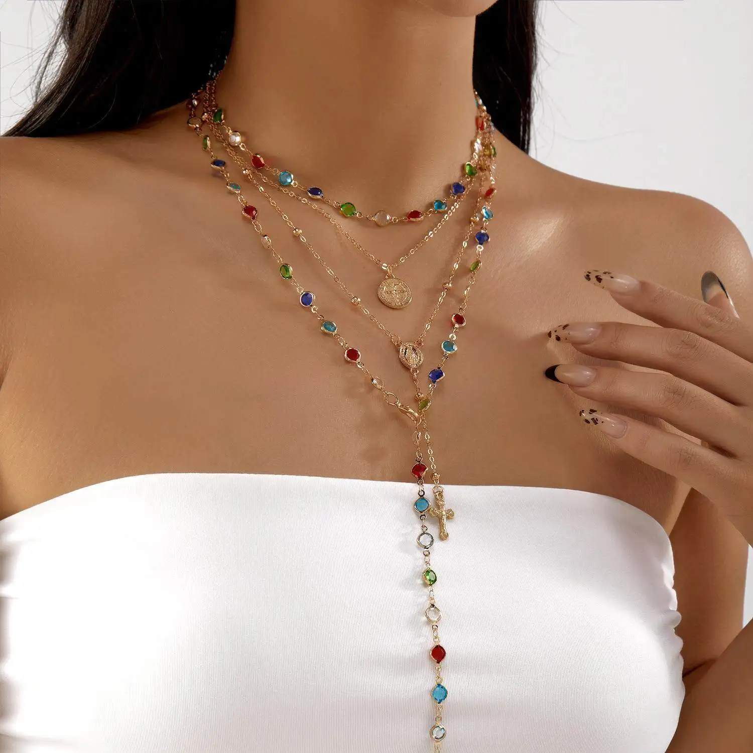 

Faionable n Sle Gem Крест Подвеска Ключицы Цепь Ожерелье Ювелирные Изделия Сумка Через Плечо Мужская Осенняя Моя