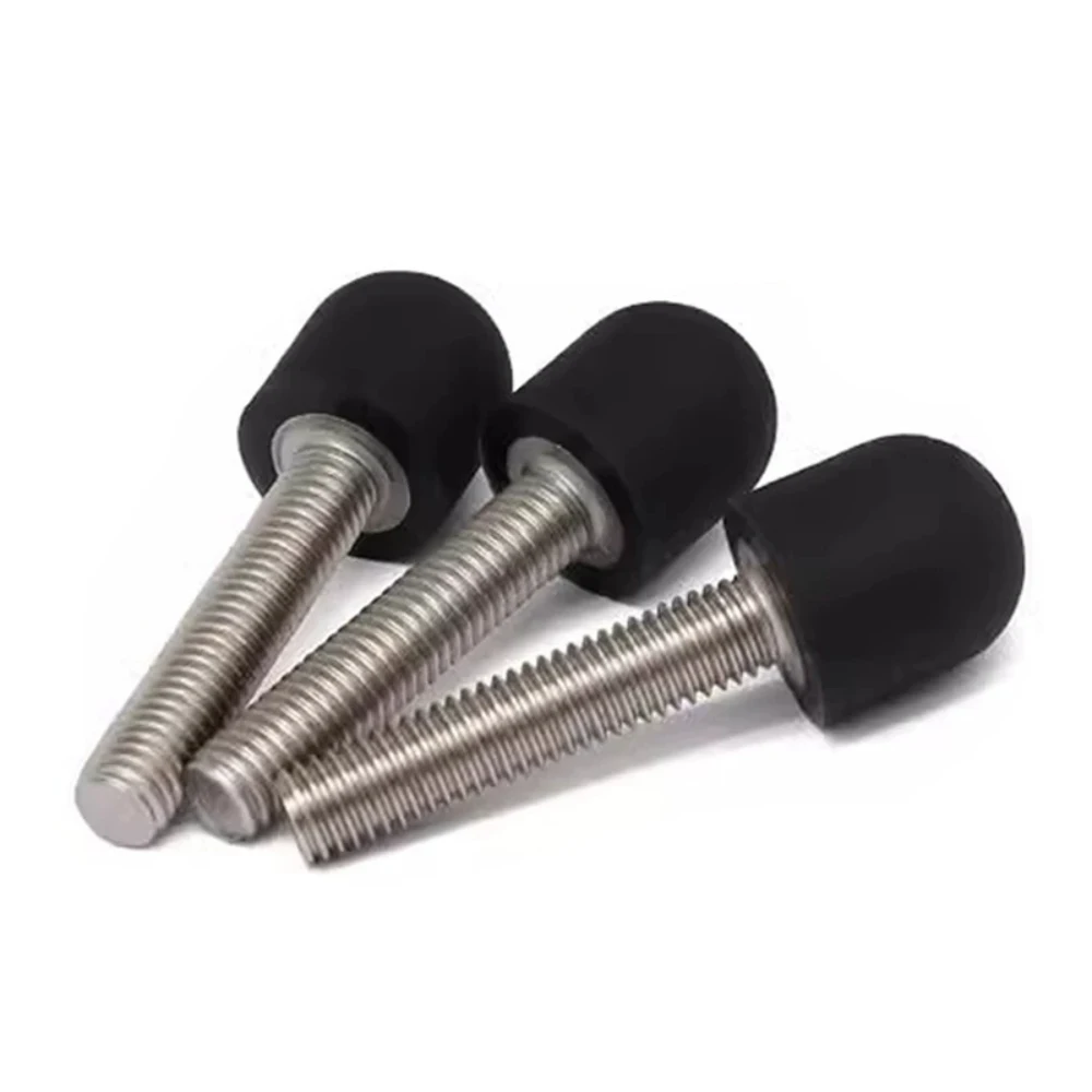 304 Stainless Steel M4 M5 M6-M10 Black Polyurethane Coated Screw Buffer Anti-Collision Bolt Shock Absorption Screw with PU Head