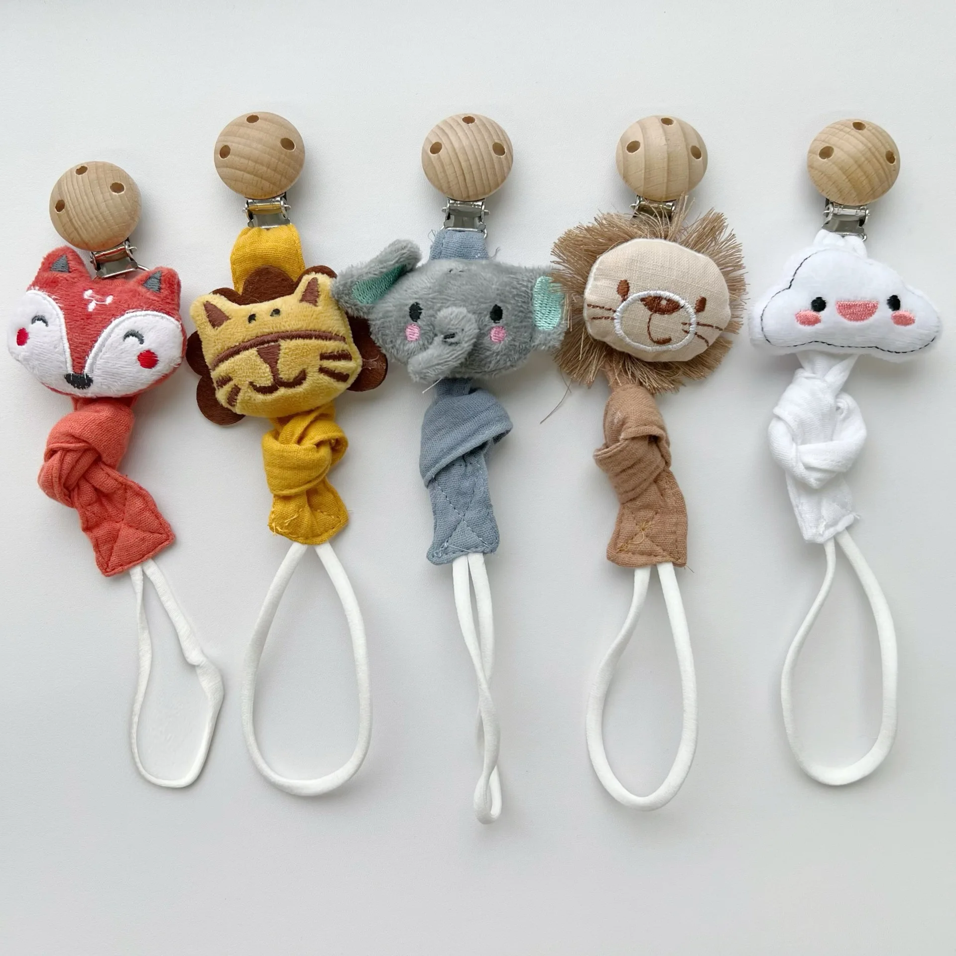 Cute Cartoon Baby Pacifier Chain Clips Holders Anti-drop Chain Kawaii Animals Teething Clips Teether Toys Soother Pacifier Strap