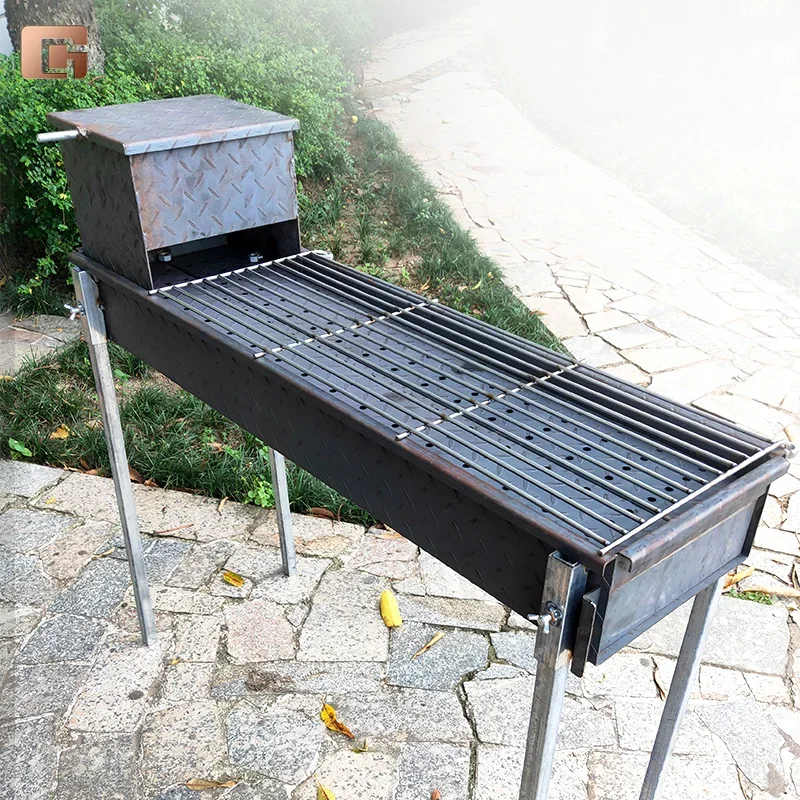 

For 180cm Long large charcoal smoker type outdoor stainless steel accessories foldable rotating barbecue bbq smoker grill