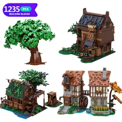 Moc Medieval Architecture House Treehouse Carriage Blacksmith Tavern Church Building Blocks Assembly Model Retro Bricks Toy Gift