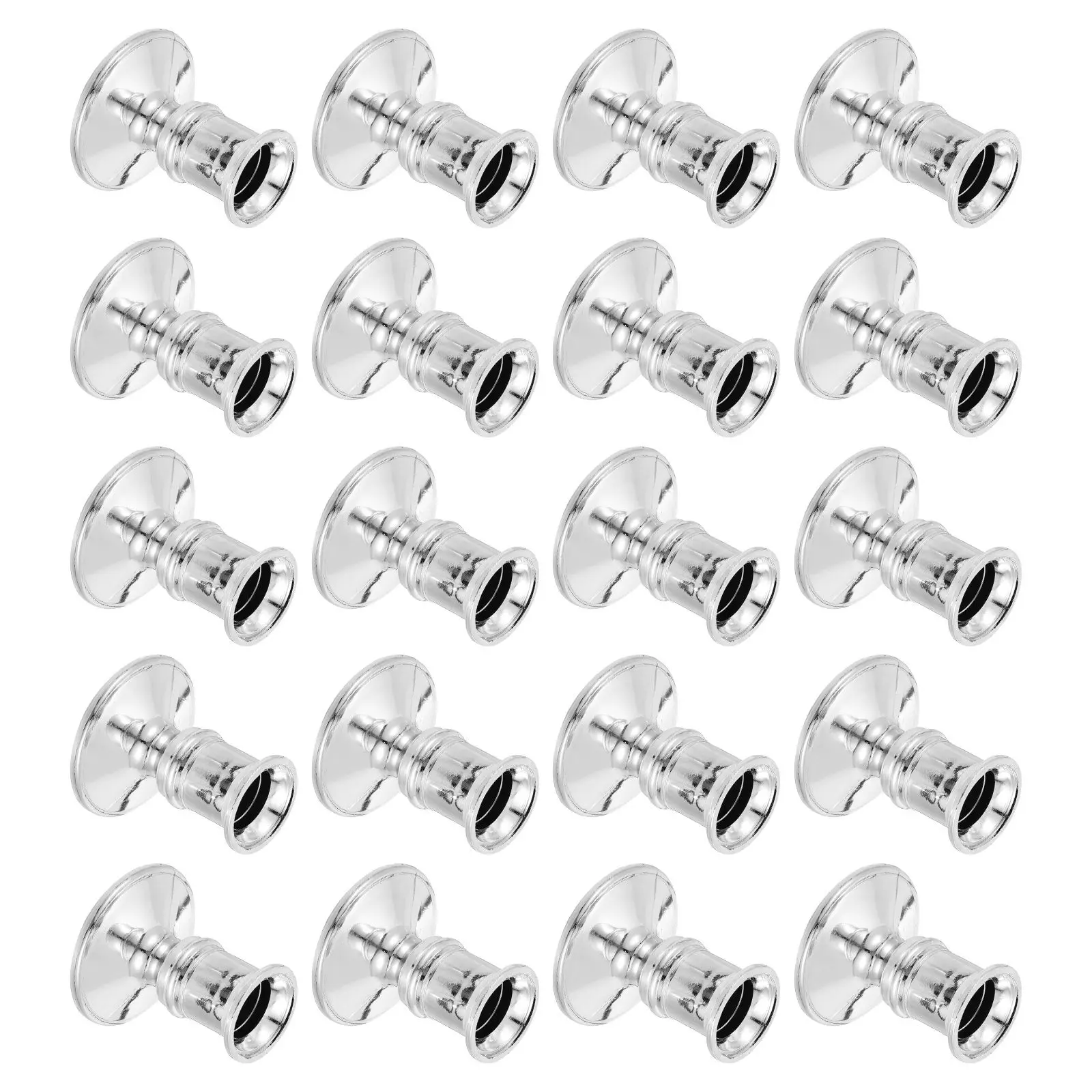 

20pcs Silver Candlestick Holders Electronic Tea Lights Plastic Decorative Wedding Party Pillar Home Decor