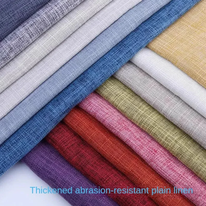 Plain Thickend Linen Fabric By Meters for Upholstery Sofa Covers Pillowcases Tablecloth Sewing Cloth Wearable Purple Gray Yellow