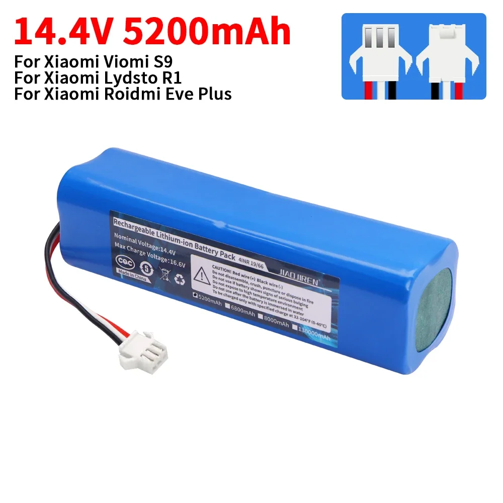 Batteria H18650CH-4S2P da 14,4 V per aspirapolvere robot Arnagar S8 Pro /Arnagar S9 /Realme TechLife 14,4 V 5200 mAh/6800 mAh/8000 mAh