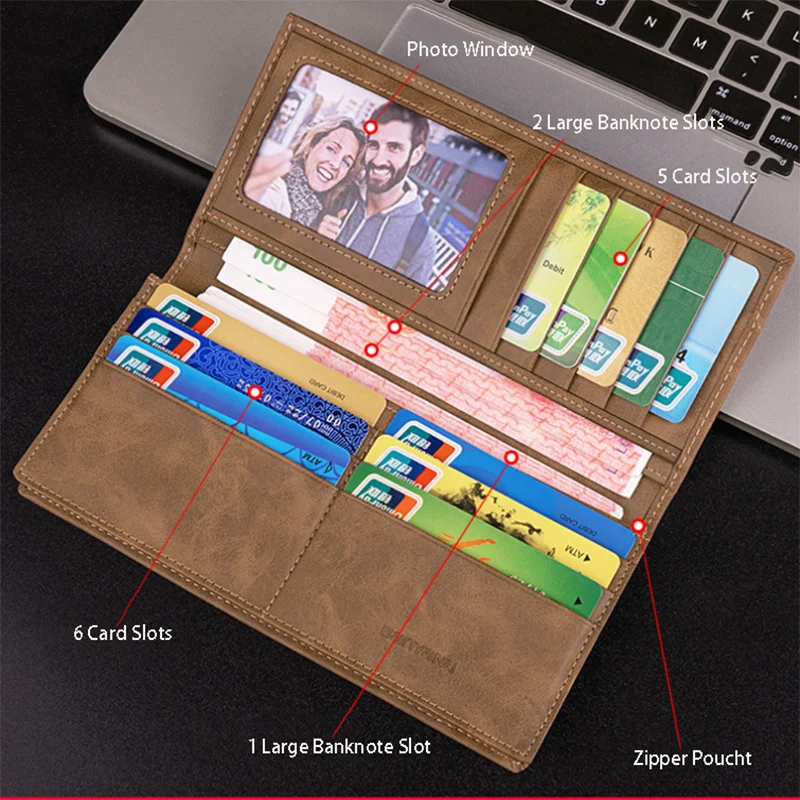 BANYANU Men's Genuine Leather Wallet RFID Anti-theft Vegetable-tanned cowhide Business Card Holder Wallet Thin Soft Money Clips