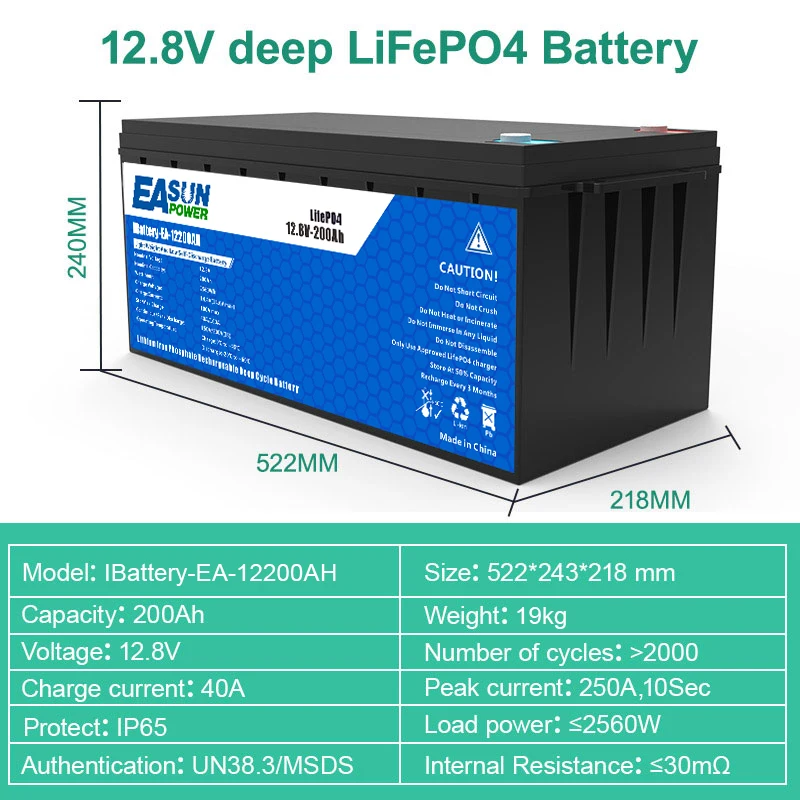 LiFePO4 Battery 12v 24v Solar Bateria 100AH 200AH Lithium Battery Pack Built in BMS 6000 Cycle for Home Storage Energy NO VAT