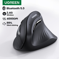 UGREEN Vertical Mouse Wireless Bluetooth5.0 2.4G Ergonomic 4000DPI 6 Mute Buttons for MacBook Tablet Laptops Computer PC Mice