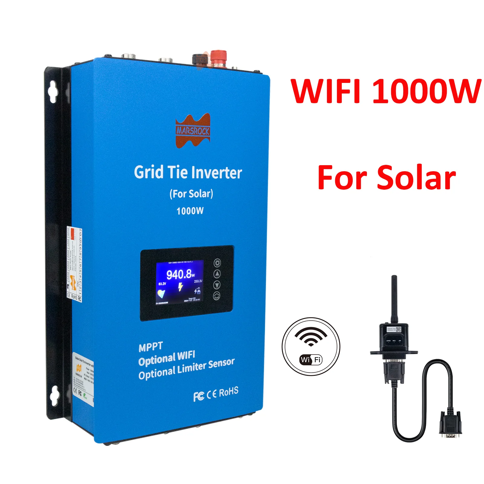 

1000W Solar Inverter Charge Grid Tie Microinverter MPPT Pure Sine Wave Micro Inverter PV Current Limiter Sensor Converter WIFI