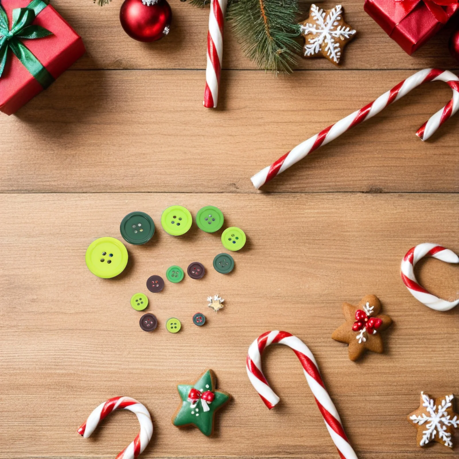 

1Set Button Christmas Tree DIY Stacked Ornament Kit Portable Holiday Craft Christmas Tree Decoration Family Project