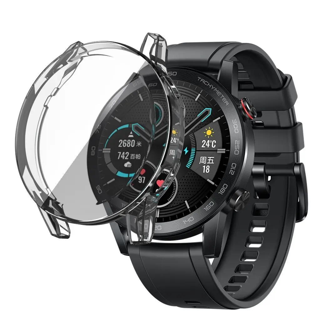 Slim เปลือกป้องกัน Soft TPU นาฬิกา 360 คลุมทั้งหมดป้องกันหน้าจอชุบสําหรับ Honor Magic Watch 2 46 มม