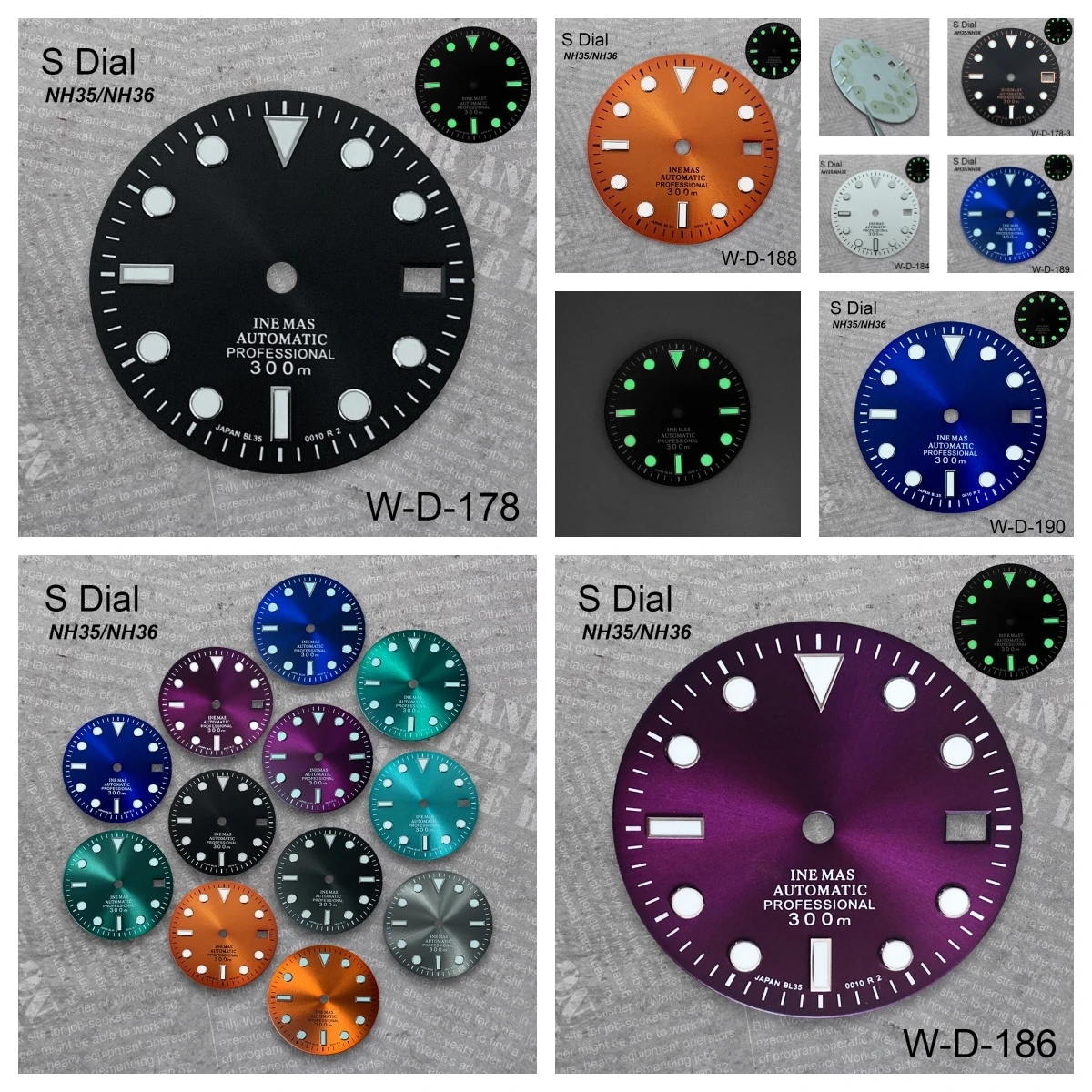 

28.5 mm S Logo SUB Dial Suitable For NH35/NH36/4R Movement Green Luminous Sunburst High Quality Watch Modification Accessories