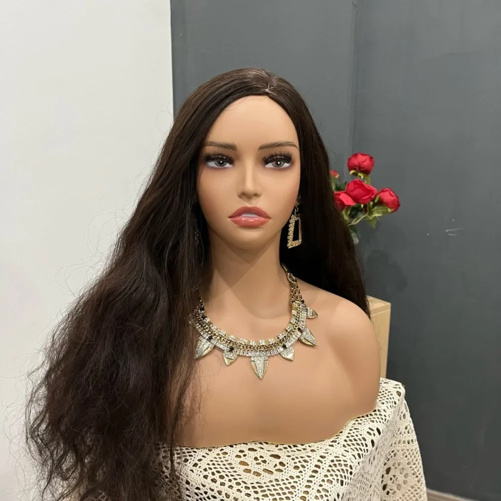 European American Realistic Female Mannequin Head with Shoulders for Wig Hat Showcase