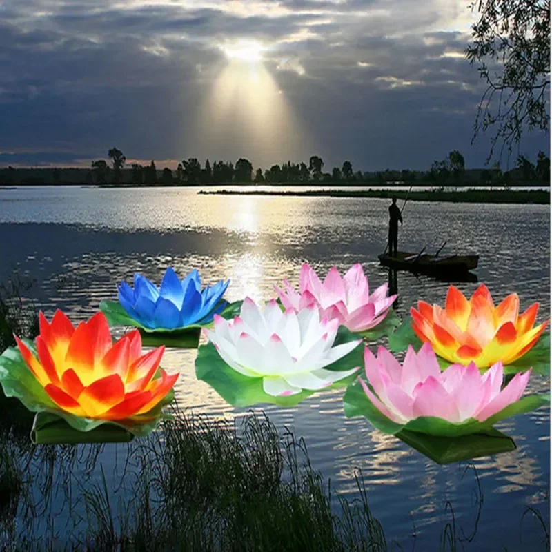 

Floating Water Blessing Artificial Silk Lotus Flower Candle Light Multi Colors Wishing Lantern For Wedding Event Party Supplies