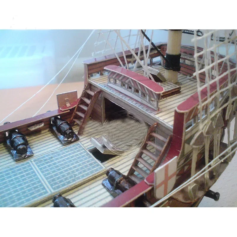 1:100 3d inglaterra dourado traseiro galleon navio barco modelo de papel montar trabalho manual engraçado jogo de quebra-cabeça diy crianças brinquedos para crianças presente