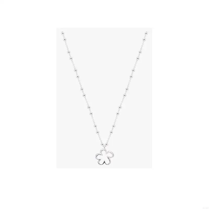 Flower Pendant Necklace for Women Silver Tone Open Outline Floral Necklace with 45 Chain for Daily Wear, Commute Styling and