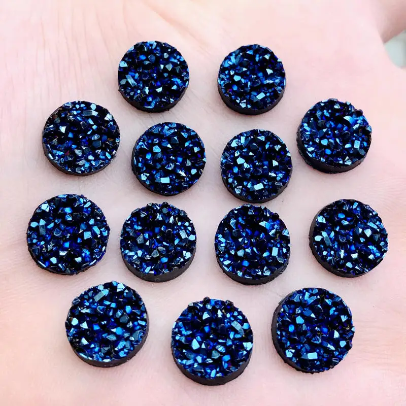 Bling 50PCS 12mm Round AB Colors Mineral Surface Resin Rhinestone Flatback Cabochon Stone DIY Wedding Decoration Crafts -B28