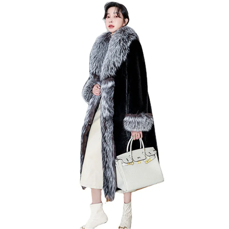 Female Autumn Winter Tops Coat Faux Fur Windbreaker Fur Collar Warm Comfortable Design Fashion Senior Minority Versatile Thin