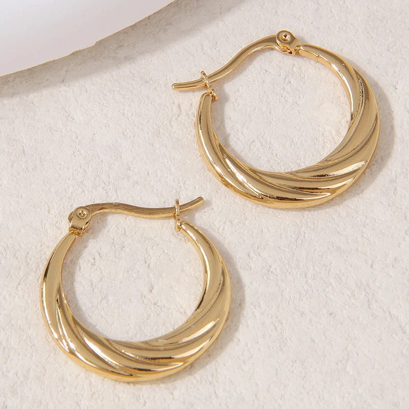 New Hip Hop Stainless Steel Earrings Women Jewelry Gold Color Hoops Earrings Fashion Jewelry Elegant Women\'s Hoop Ladies Gift