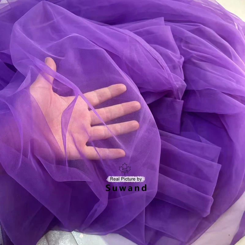 Lilac Purple Lavender Soft Tulle Fabric Wedding Celebration Curtain Cloth Mesh Layout Chair Back Yarn Encryption Net Material