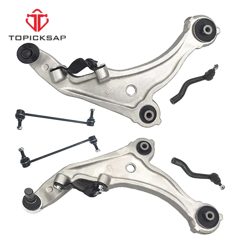 TOPICKSAP 6Pcs Front Lower Control Arm Outer Tie Rods Sway Bar Link Assembly Kit 545009N00A 545019N00A for Nissan Maxima 2009-14