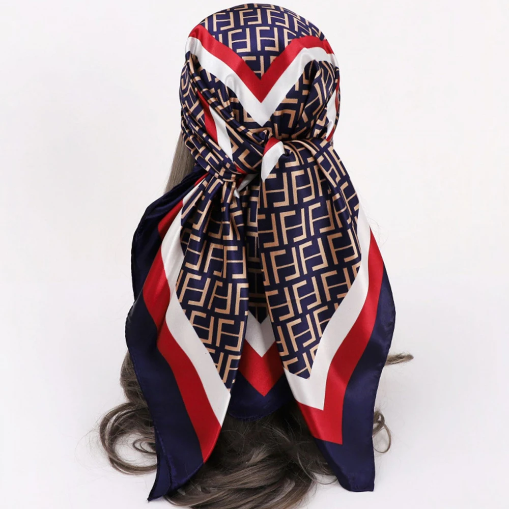90cm Damen Großer Quadratischer Seidenschal für Frauen Neuer Frühlings- und Sommer-High-End-Schal im Koreanischen Stil Vielseitiger Dünner Schal Accessoires