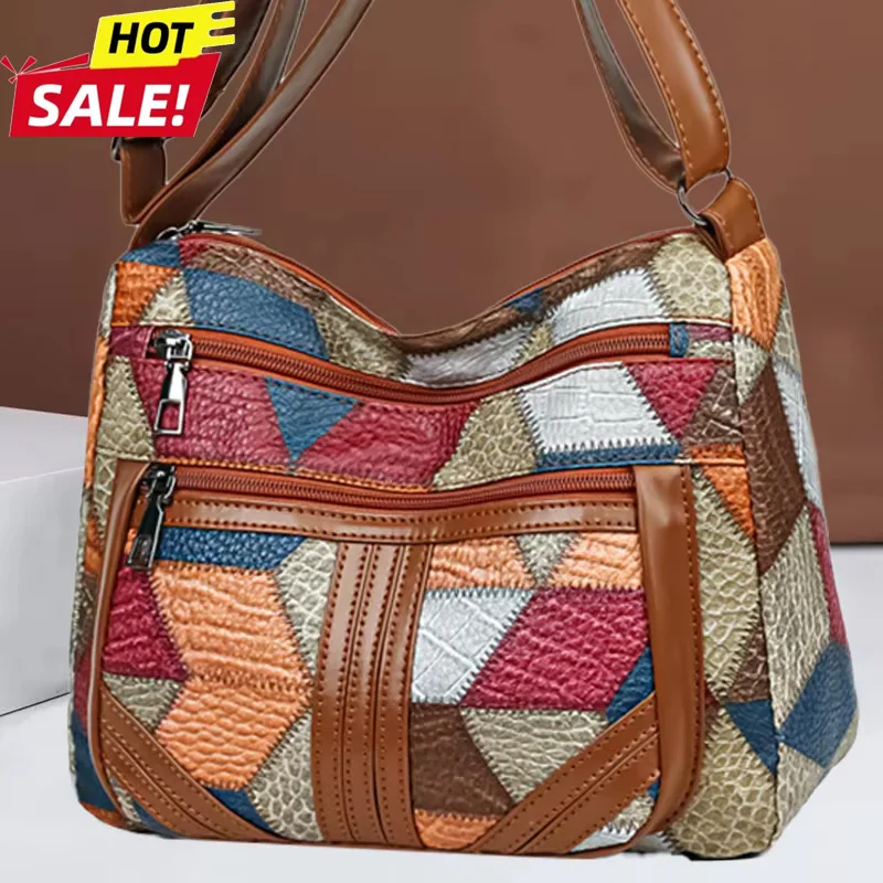 

Женская сумка через плечо, легкий геометрический узор, многослойный дизайн, надежная застежка-молния, красочные аксессуары Быстрая доставка 4-6 дня Прибытие