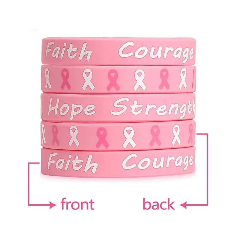 Silicone Rubber Bracelet Wristband Strength Faith Courage Adult Teens Bangle Sport Gifts