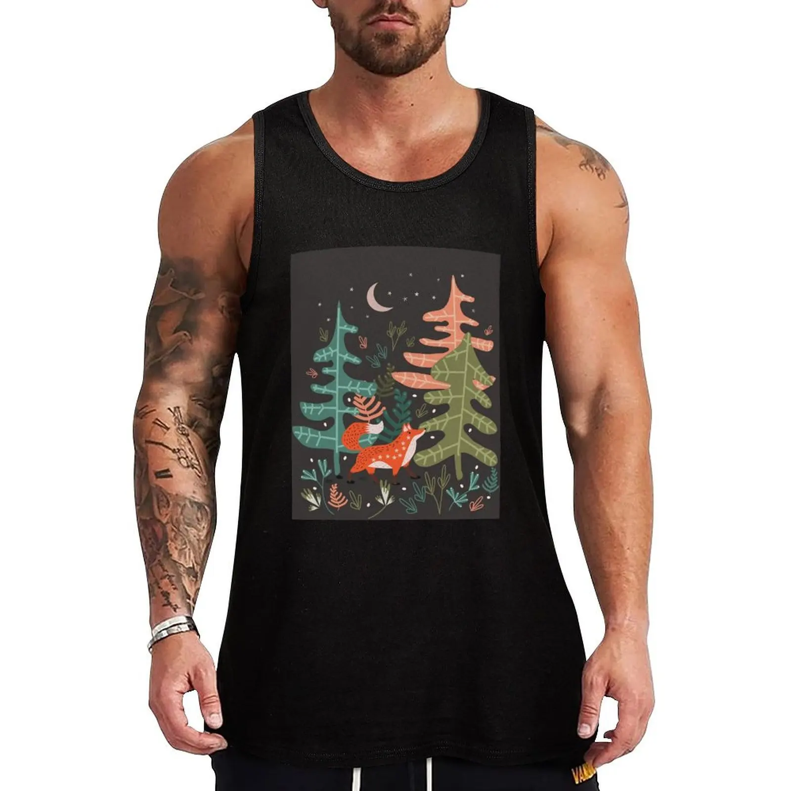 

Evergreen Fox Tale Tank Top Relaxed Casual Tank Top Summer Loose Sleeveless Tee