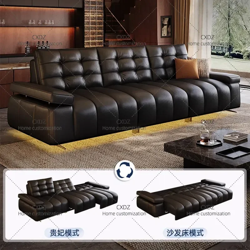 Black 3 Seater Electric Recliner Sofa Bed with Adjustable Headrest Leather Living Room Furniture Convertible Sleeper Couch