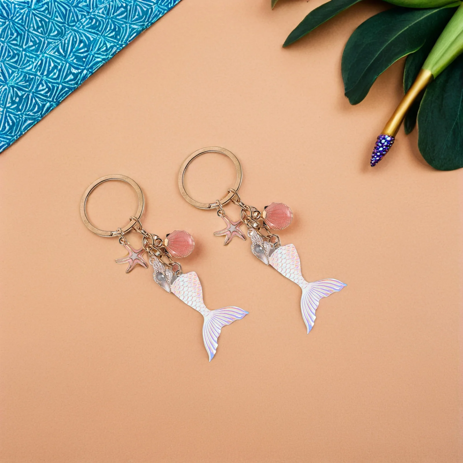 

Marine Style Pendant Ocean Animal Charms Keychain Accessory Theme Mermaid Bag Sea for Jewelry Making Beach Pendant‌ Decor