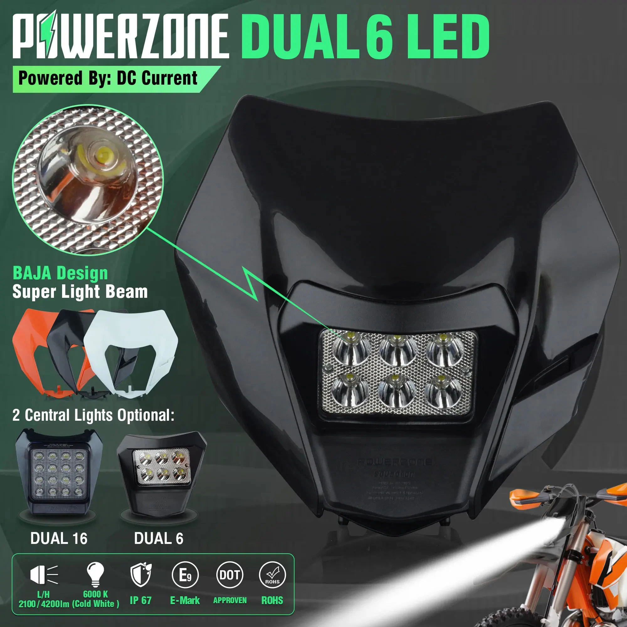 

PowerZone Motorcycle Headlight Headlamp Dirt Bike Head Light Supermoto Fairing For KTM EXC SXF MX Dirt Bike Enduro Headlight