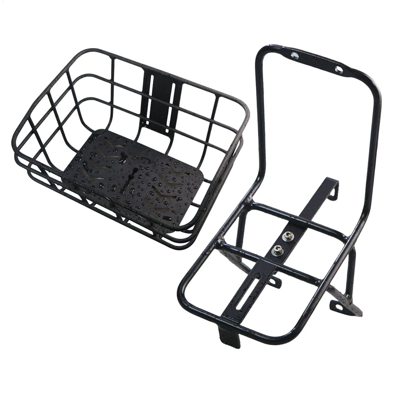 

No-Drill Front Bike Basket For Electric Bike, Aluminum Alloy Brake Mount Carrier Rack For Beach Cruiser Cycling Men Women