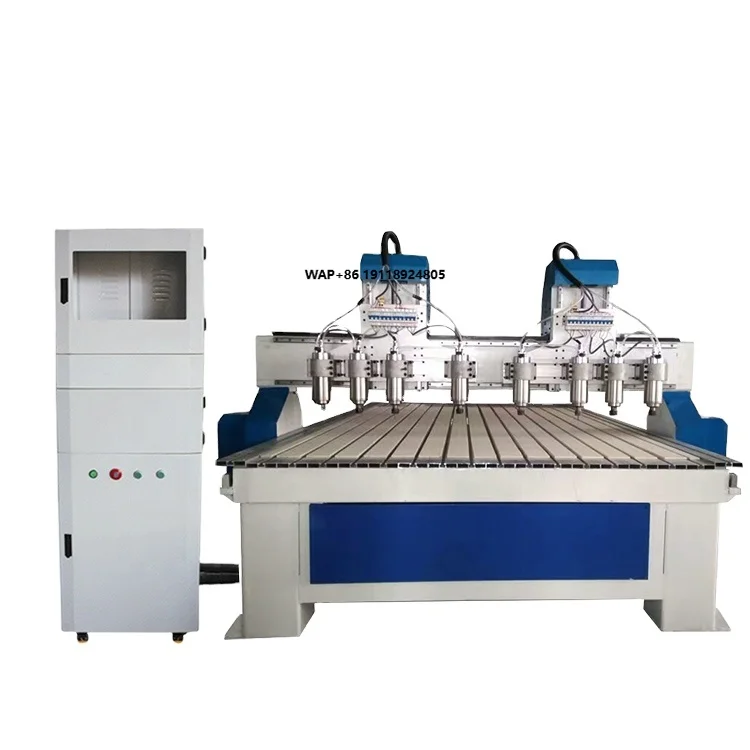 Two Spindles Eight Heads 1325 3.2kw CNC Engraving Machine for Wood PVC Acrylic Cardboard CNC Router